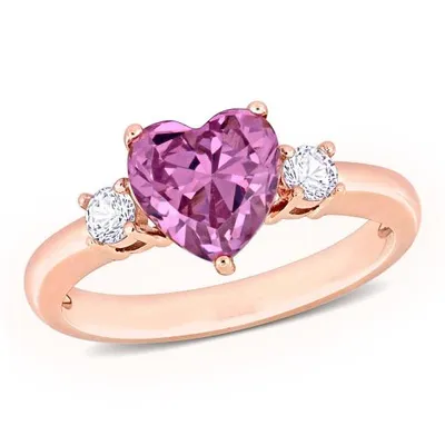 Julianna B Created White Sapphire and Pink Cubic Zirconia Heart Ring