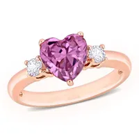 Julianna B Created White Sapphire and Pink Cubic Zirconia Heart Ring