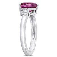 Julianna B Sterling Silver Created White Sapphire Pink Cubic Zirconia Heart Ring