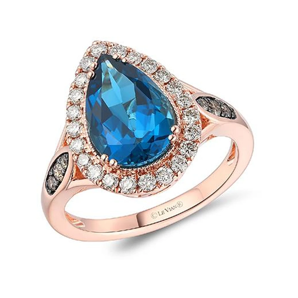 Le Vian 14K Strawberry Gold Blue Topaz & 0.50CTW Diamond Ring