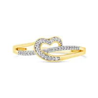 10K Yellow Gold 0.10CTW Diamond Heart Promise Ring