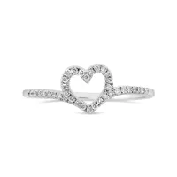 10K White Gold 0.12CTW Diamond Heart Promise Ring