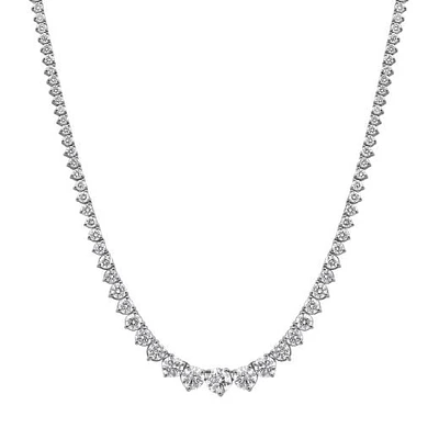 14K White Gold Lab Grown 9.50CTW Diamond Riviera Necklace