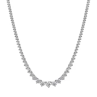 14K White Gold Lab Grown 9.50CTW Diamond Riviera Necklace