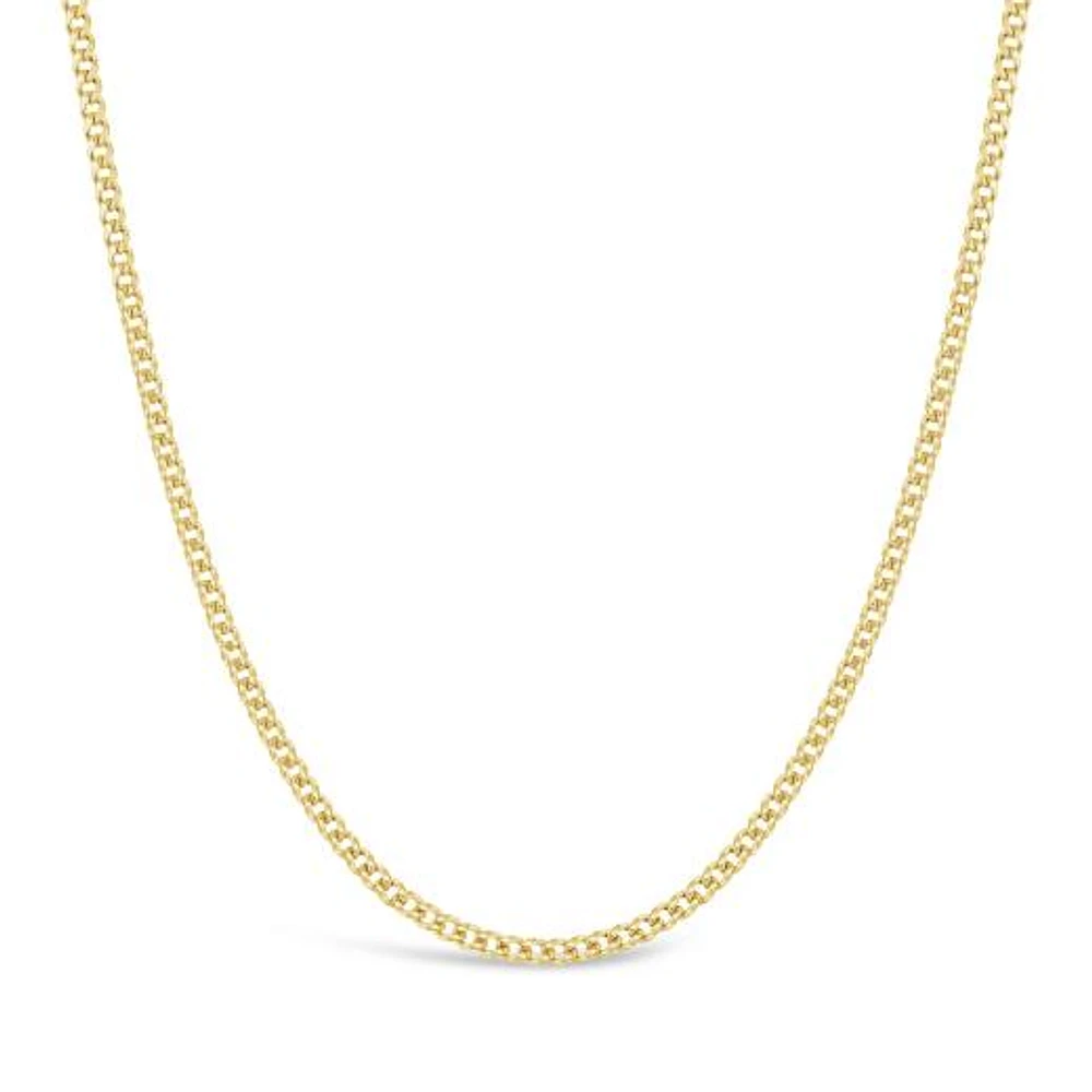 10K Yellow Gold 20" 2.1mm Semi-Solid Miami Cuban Chain