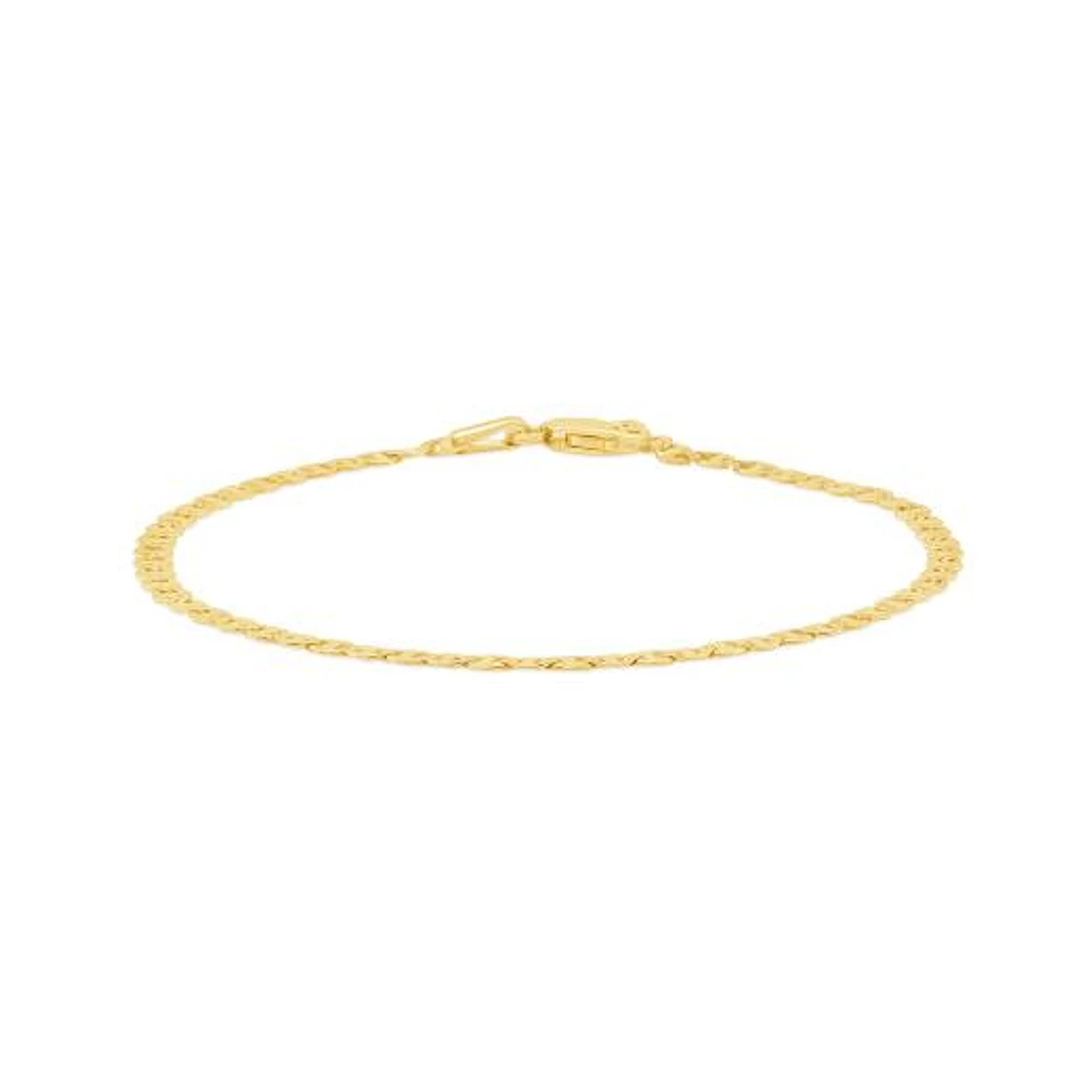 10K Yellow Gold 2mm Flat Concave Anchor 7.5" Bracelet