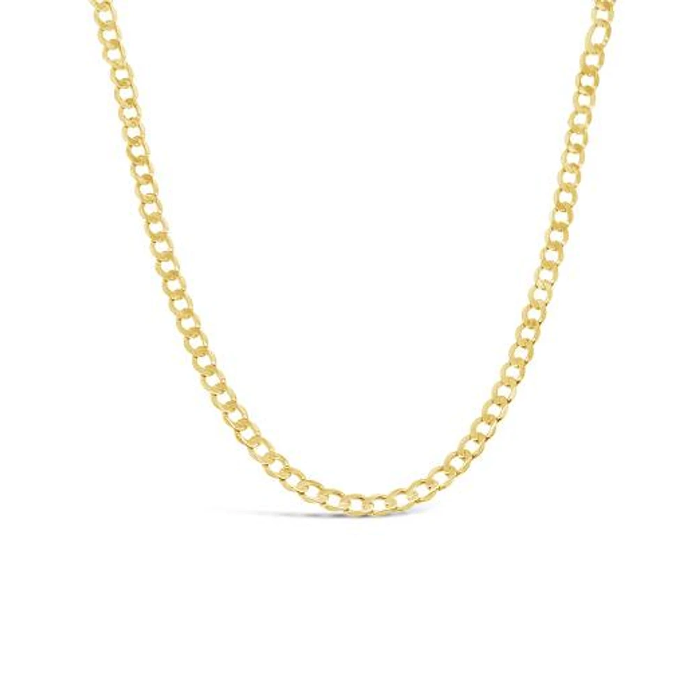 10K Yellow Gold 2.6mm Super Flat Solid Curb 20" Chain