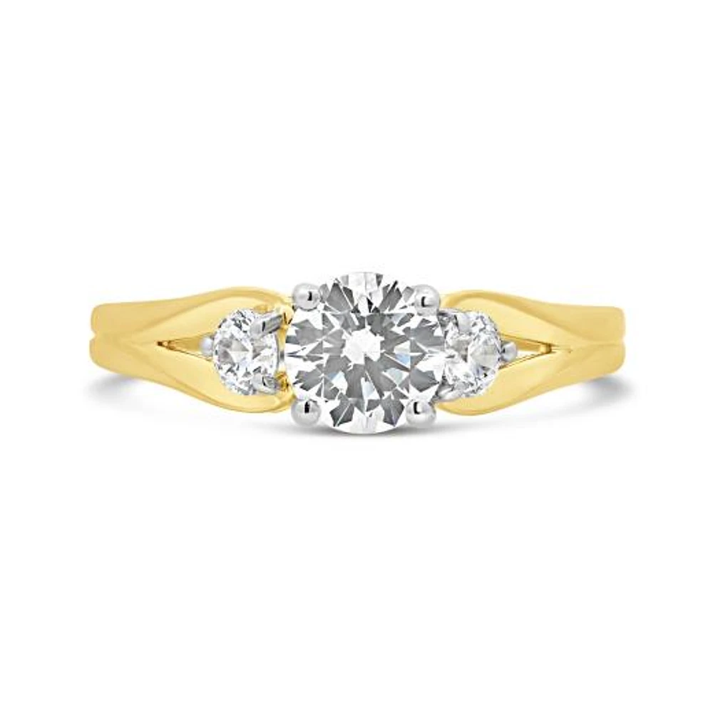 New Brilliance 14K Yellow Gold Lab Grown 1.25CTW Solitaire Ring with Accents