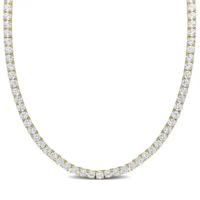 Julianna B Yellow Plated Sterling Silver Created White Sapphire 17" Necklace