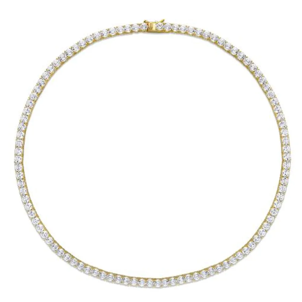 Julianna B Yellow Plated Sterling Silver Created White Sapphire 17" Necklace