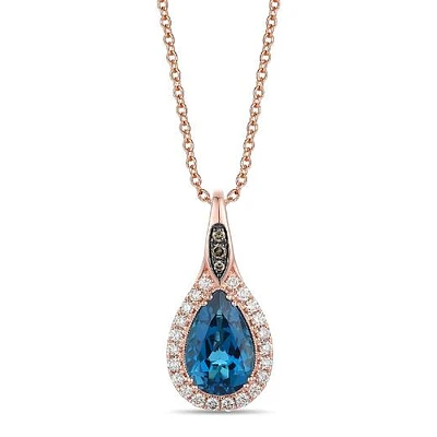 Le Vian 14K Strawberry Gold Blue Topaz & 0.43CTW Diamond Pendant