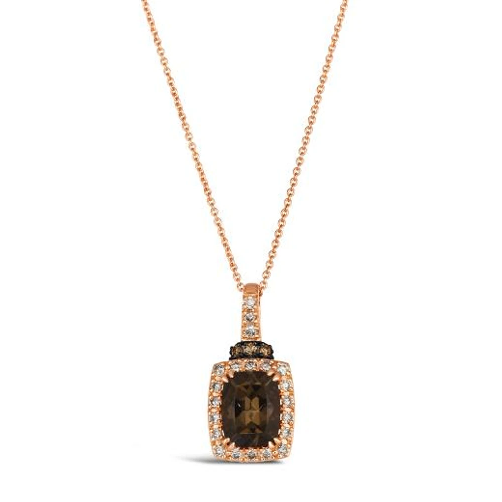 Le Vian 14K Strawberry Gold Chocolate Quartz Diamond Pendant