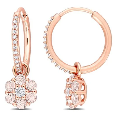 Julianna B 10K Rose Gold Morganite, White Topaz and Diamond Earrings