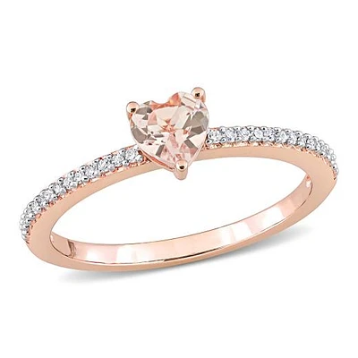 Julianna B 10K Rose Gold Morganite and Diamond Ring
