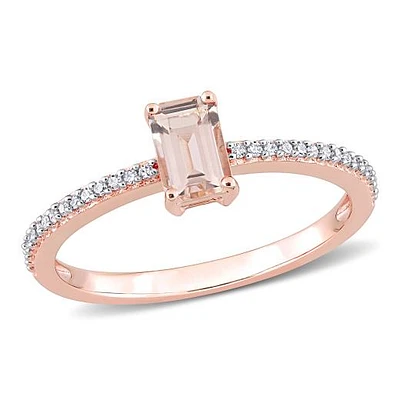 Julianna B 10K Rose Gold Morganite and Diamond Ring