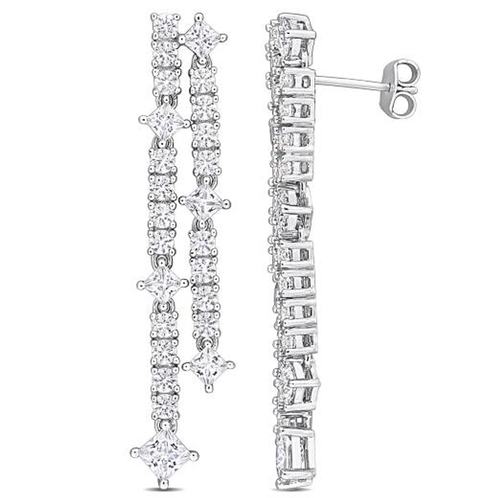 Julianna B Sterling Silver Created White Sapphire Drop Earrings