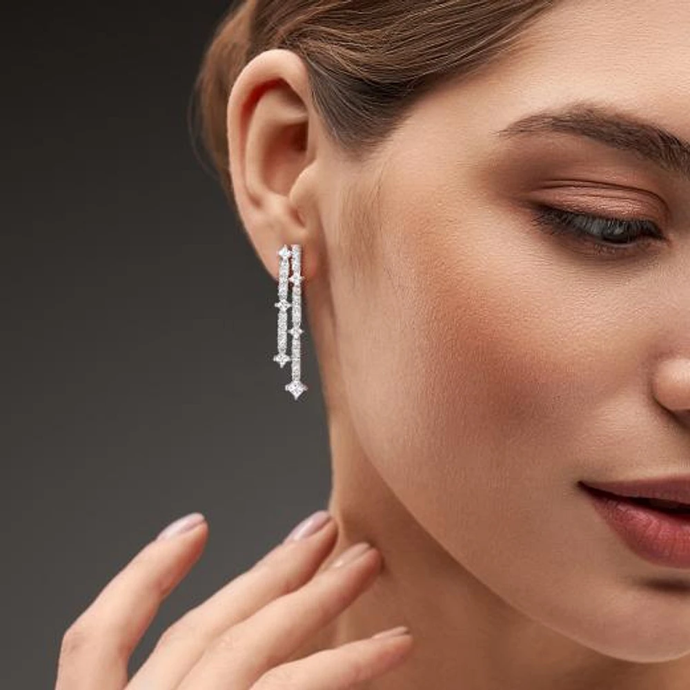 Julianna B Sterling Silver Created White Sapphire Drop Earrings