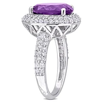 Julianna B Sterling Silver Amethyst and White Topaz Ring