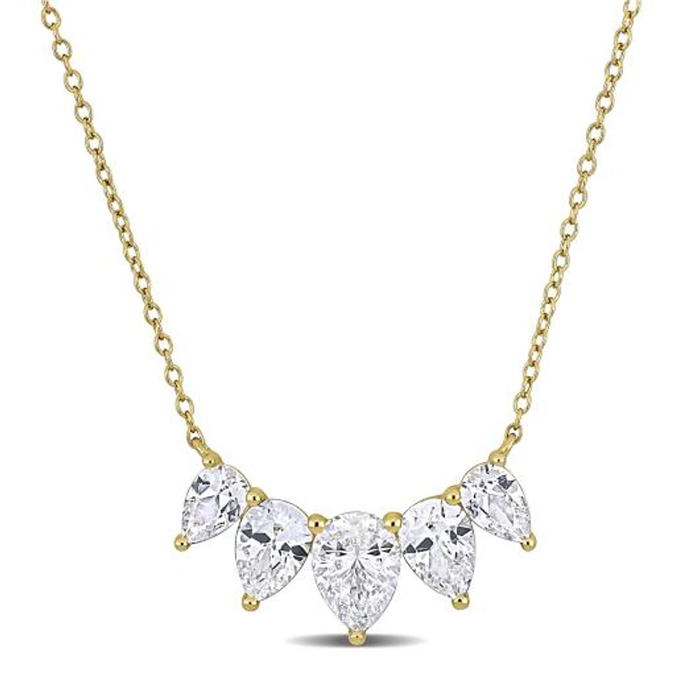 Julianna B Yellow Plated Sterling Silver Created White Sapphire Necklace