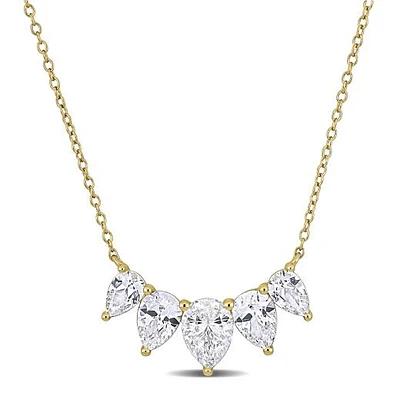 Julianna B Yellow Plated Sterling Silver Created White Sapphire Necklace