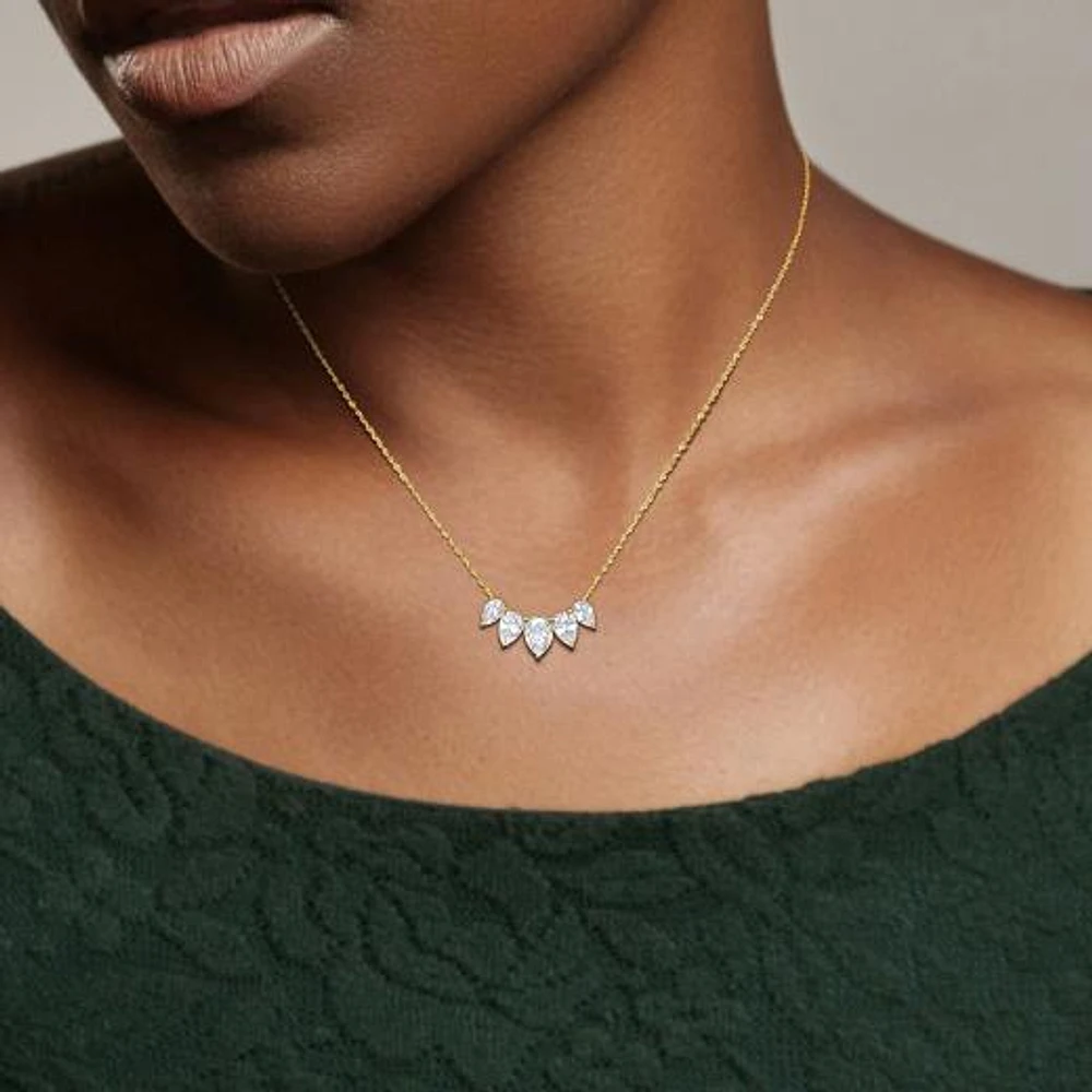 Julianna B Yellow Plated Sterling Silver Created White Sapphire Necklace
