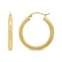 14K Yellow Gold 25mm Hoop Earrings