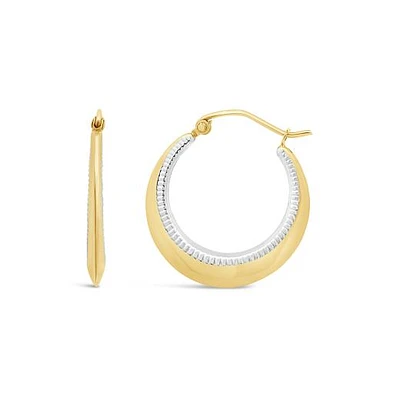 14K Yellow Gold 19mm Beaded Hoop Earrings