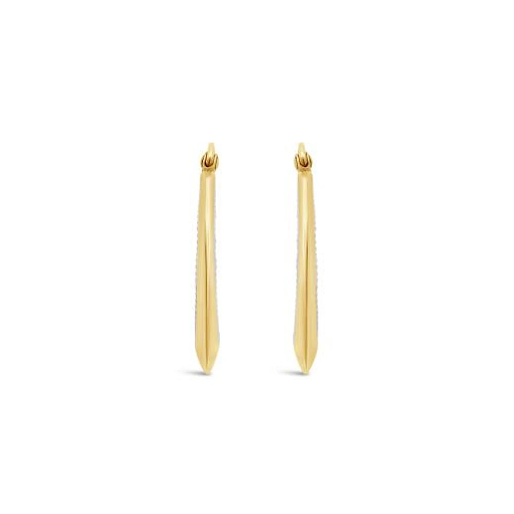 14K Yellow Gold 19mm Beaded Hoop Earrings