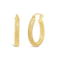 14K Yellow Gold 20mm Diamond Cut Hoop Earrings