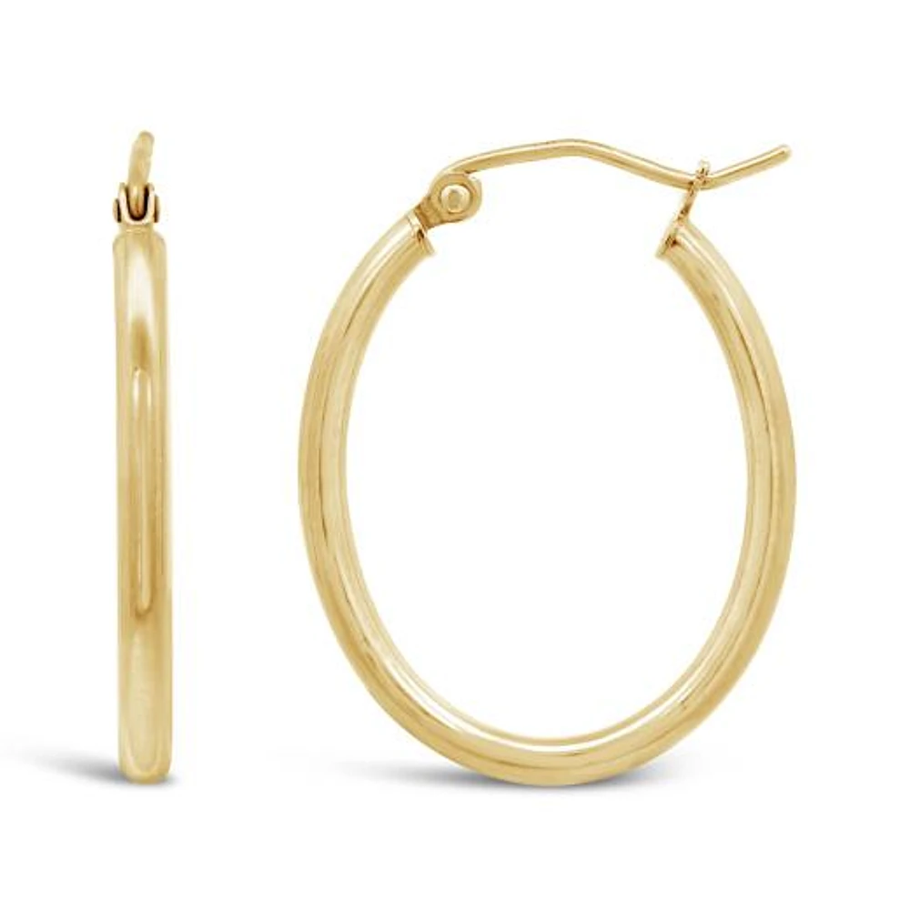 14K Gold 27mmx20mm Oval Hoop Earrings