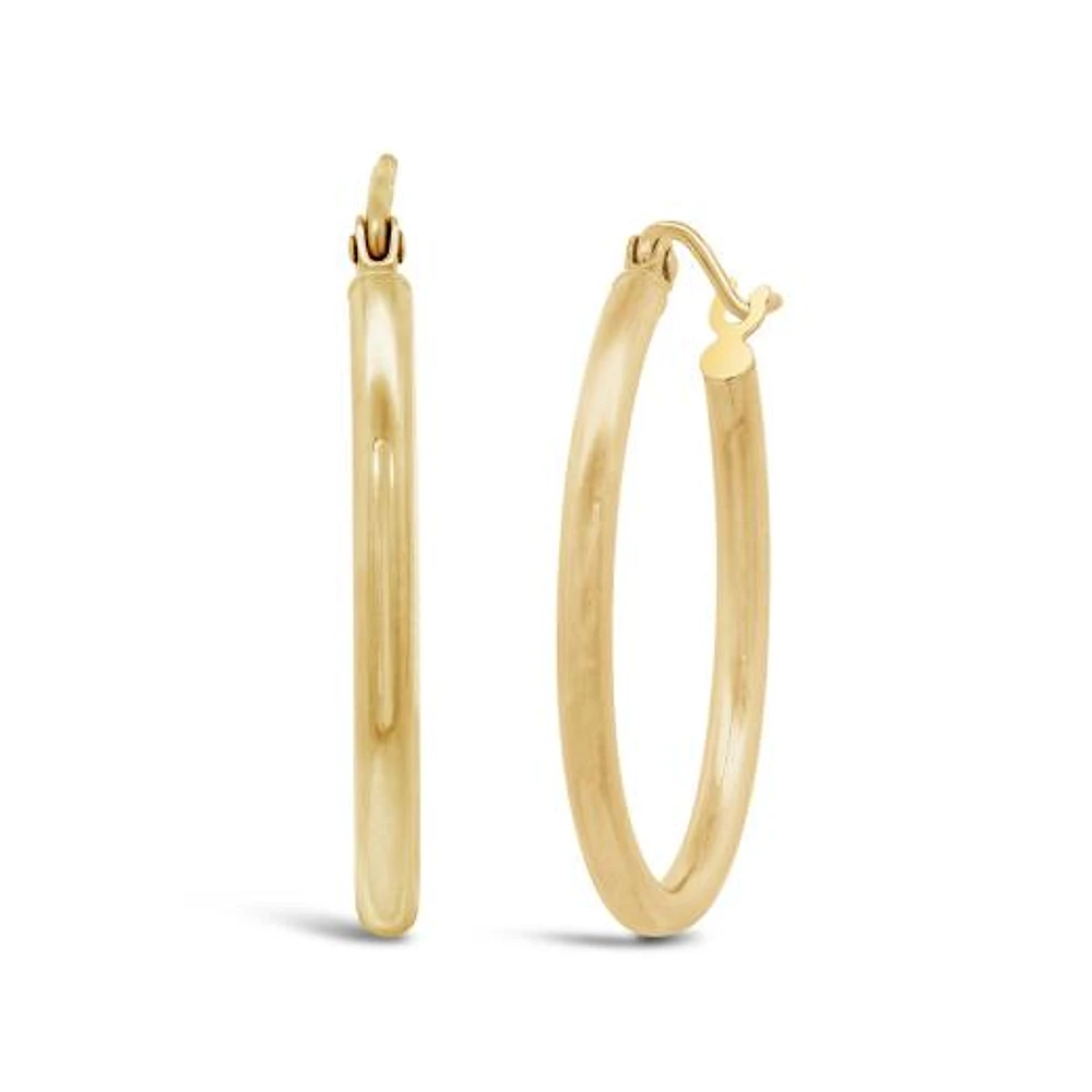 14K Gold 27mmx20mm Oval Hoop Earrings