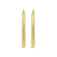 14K Yellow Gold 30mm Diamond Cut Hoop Earrings