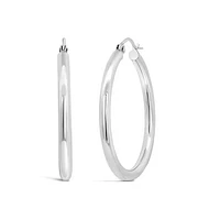 14K White Gold 30mm Hoop Earrings