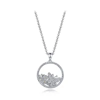 Sterling Silver Cubic Zirconia Butterfly Daisy 19" Pendant