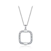 Sterling Silver Cubic Zirconia Open 19" Pendant