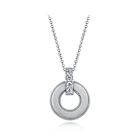 Sterling Silver Cubic Zirconia Milgrain 19" Pendant