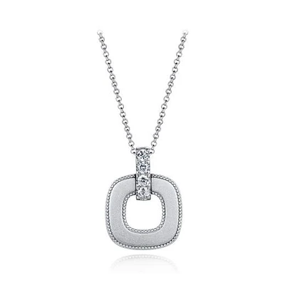 Sterling Silver Cubic Zirconia Milgrain 19" Pendant
