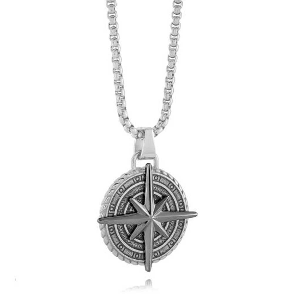 Stainless Steel North Star 22" Pendant Necklace