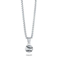 Stainless Steel Baseball 22" Pendant Necklace