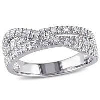 Julianna B Sterling Silver 0.25CTW Diamond Crossover Band