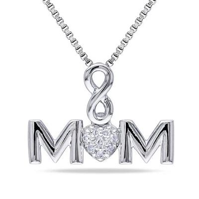 Julianna B Sterling Silver Diamond Infinity Heart Mom Pendant