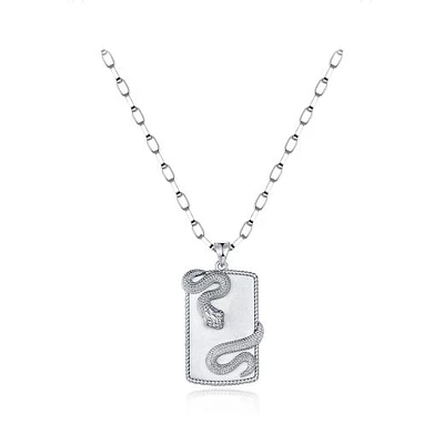 Sterling Silver Cubic Zirconia Snake 24" Pendant