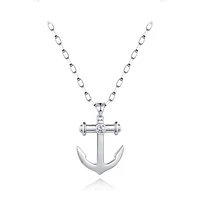 Sterling Silver Cubic Zirconia Anchor 24" Pendant