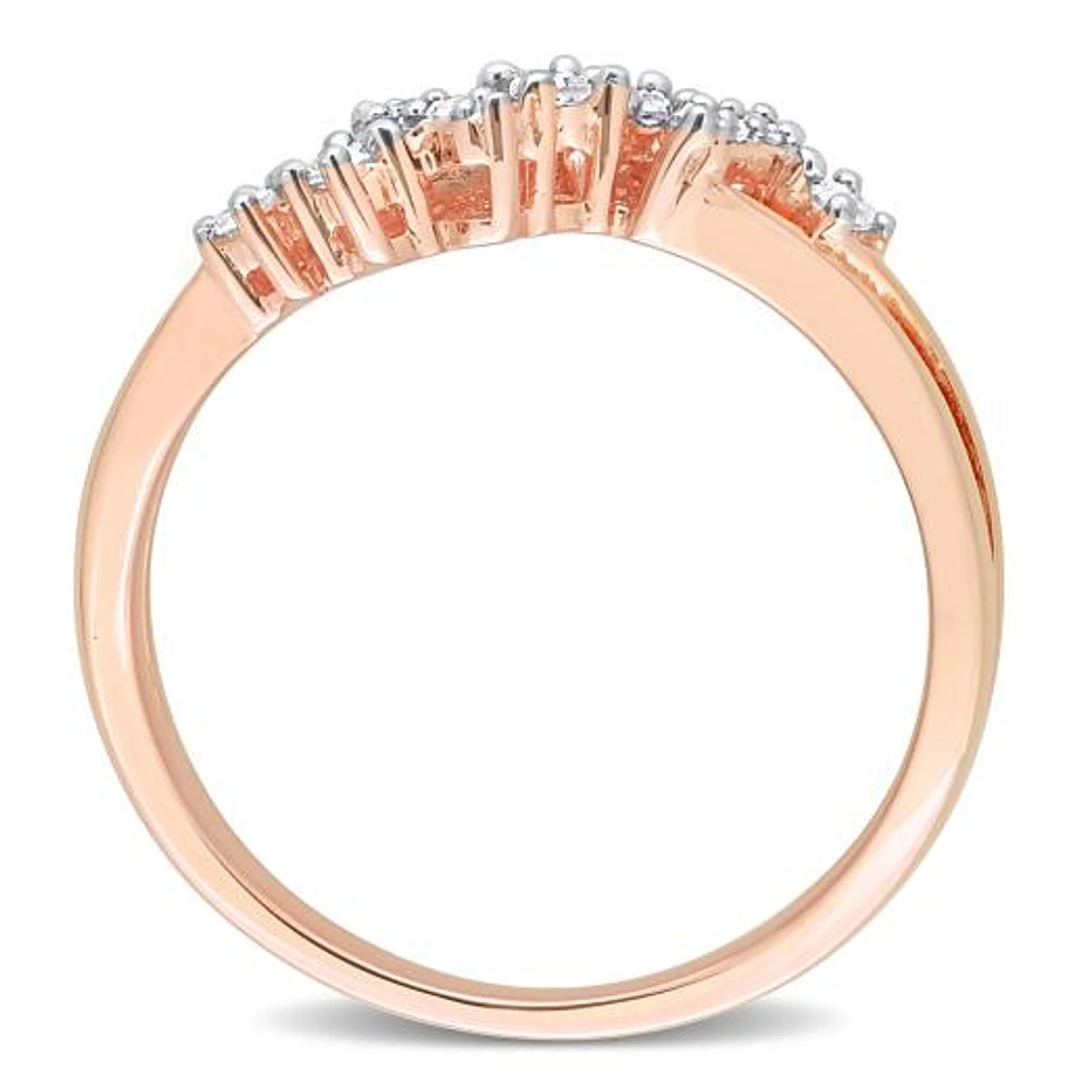 Julianna B Rose Plated Sterling Silver 0.17CTW Diamond Band