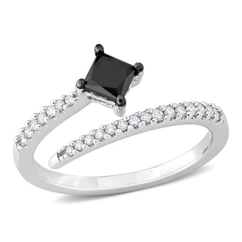 Julianna B 14K White Gold 0.75CTW Square Black Diamond Fashion Ring