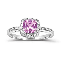 Sterling Silver Created Pink & Created White Sapphire Ring