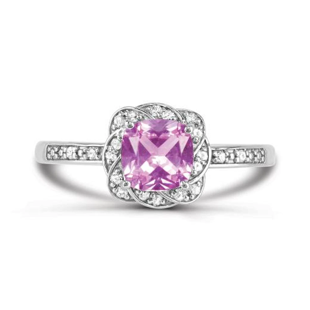 Sterling Silver Created Pink & Created White Sapphire Ring