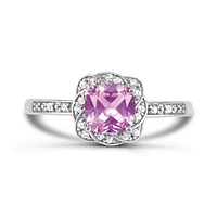 Sterling Silver Created Pink & Created White Sapphire Ring