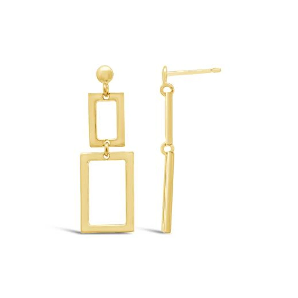 10K Yellow Gold Square Drop Earrings