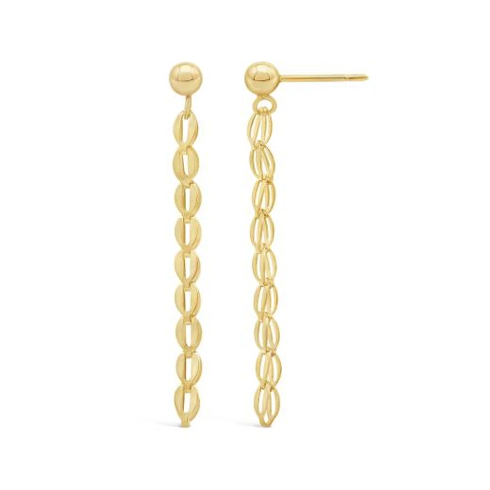 10K Yellow Gold Chain Drop Earrings